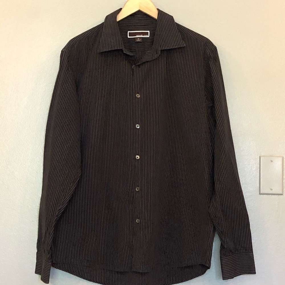 MK Michael Kors Black Striped Long Sleeve Button Up Shirt Mens XL